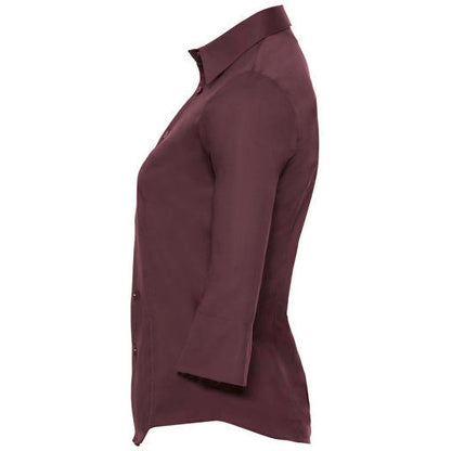 Port - Pack Shot - Russell Collection Ladies-Womens 3-4 Sleeve Easy Care Fitted Shirt