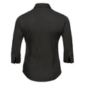 Black - Back - Russell Collection Ladies-Womens 3-4 Sleeve Easy Care Fitted Shirt