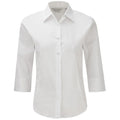 White - Front - Russell Collection Ladies-Womens 3-4 Sleeve Easy Care Fitted Shirt