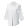 White - Side - Russell Collection Ladies-Womens 3-4 Sleeve Easy Care Fitted Shirt