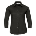 Black - Front - Russell Collection Ladies-Womens 3-4 Sleeve Easy Care Fitted Shirt