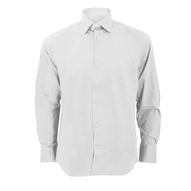 White - Front - Russell Collection Mens Long Sleeve Easy Care Fitted Shirt