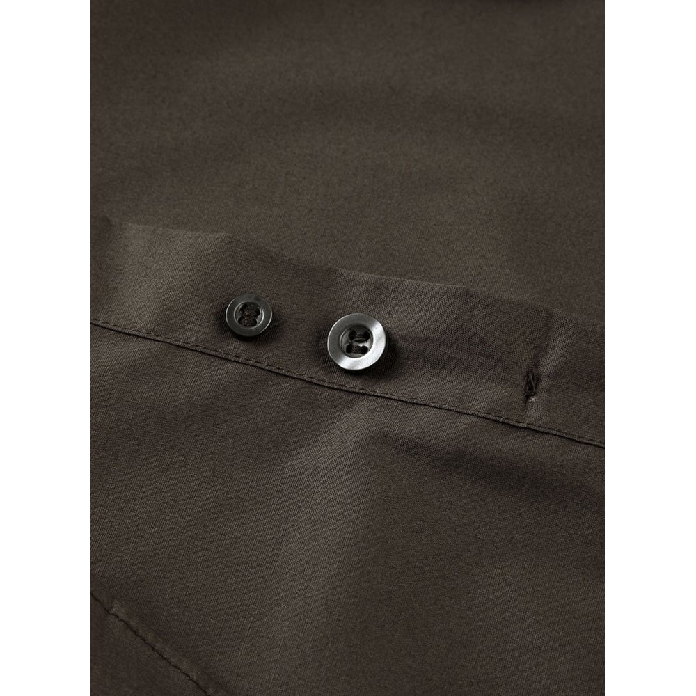 Chocolate - Lifestyle - Russell Collection Mens Long Sleeve Easy Care Fitted Shirt