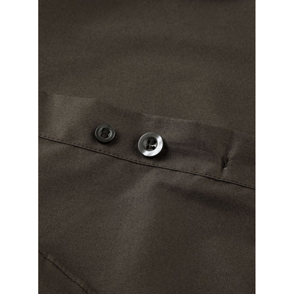 Chocolate - Lifestyle - Russell Collection Mens Long Sleeve Easy Care Fitted Shirt