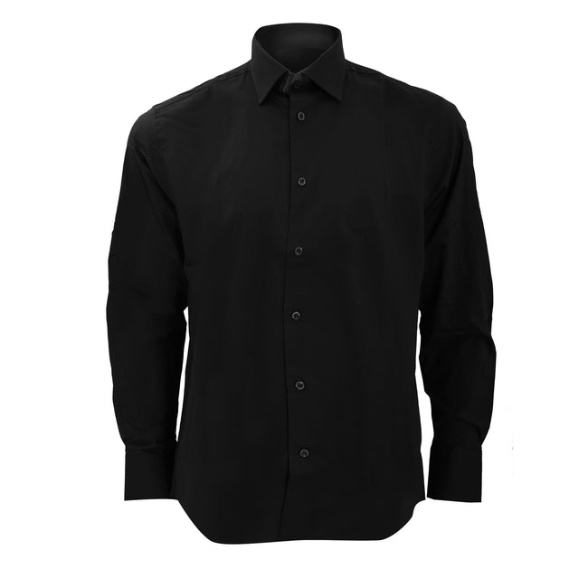 Black - Front - Russell Collection Mens Long Sleeve Easy Care Fitted Shirt