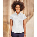 White - Back - Russell Collection Ladies-Womens Cap Sleeve Easy Care Fitted Shirt