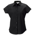 Black - Front - Russell Collection Ladies-Womens Cap Sleeve Easy Care Fitted Shirt