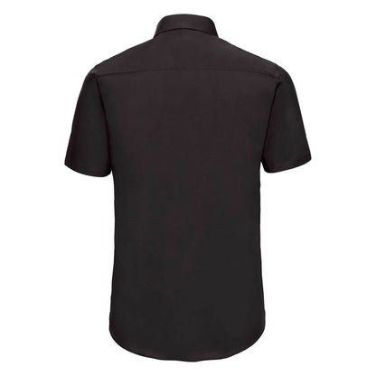 Black - Back - Russell Collection Mens Short Sleeve Easy Care Fitted Shirt