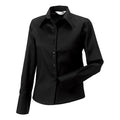 Black - Side - Russell Collection Ladies-Womens Long Sleeve Ultimate Non-Iron Shirt