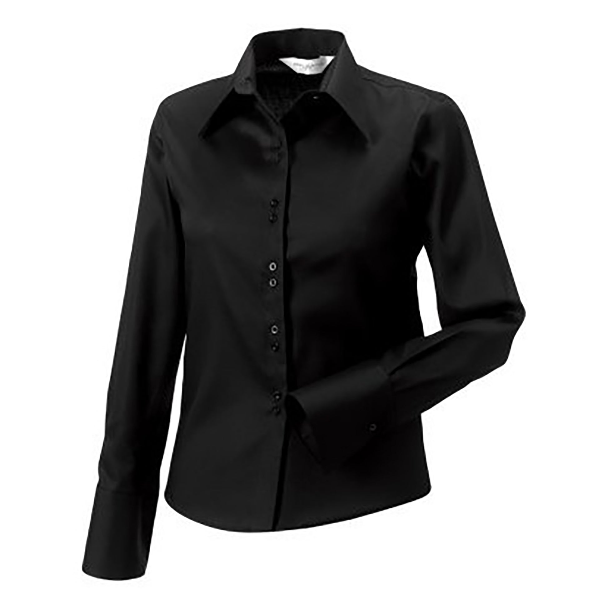Black - Lifestyle - Russell Collection Ladies-Womens Long Sleeve Ultimate Non-Iron Shirt