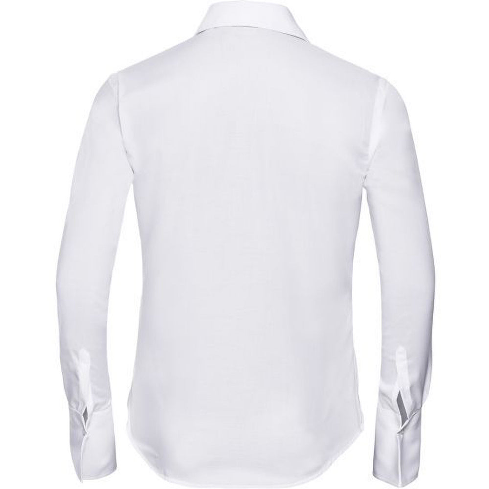 White - Side - Russell Collection Ladies-Womens Long Sleeve Ultimate Non-Iron Shirt