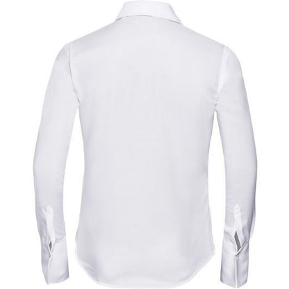 White - Side - Russell Collection Ladies-Womens Long Sleeve Ultimate Non-Iron Shirt
