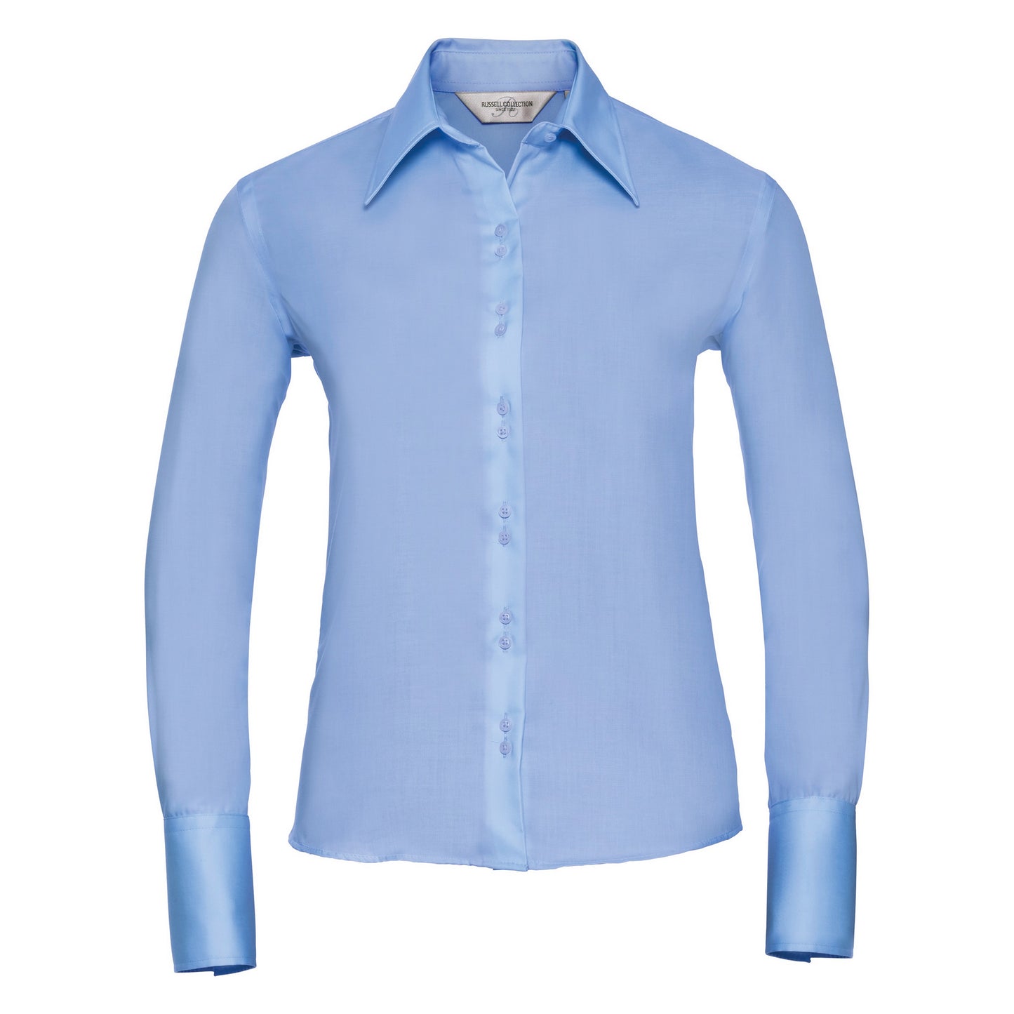 Bright Sky - Front - Russell Collection Ladies-Womens Long Sleeve Ultimate Non-Iron Shirt