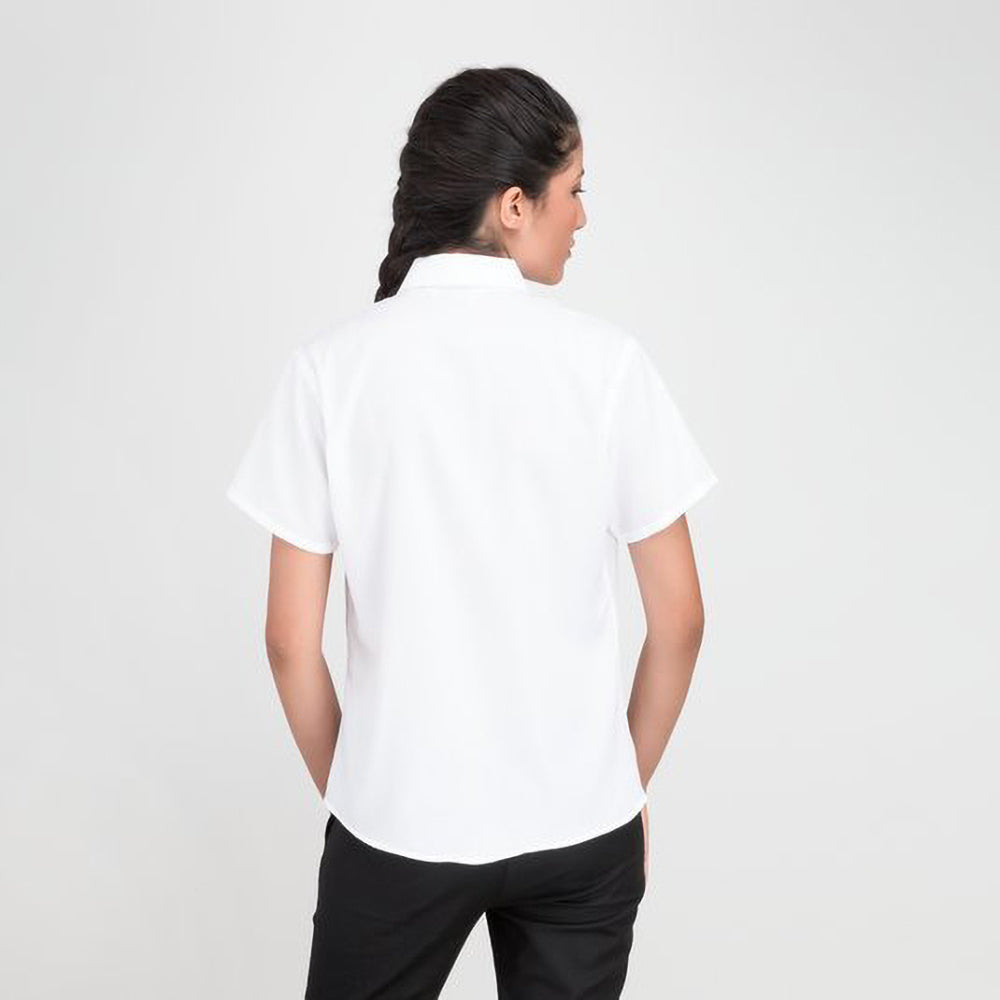 White - Side - Russell Collection Ladies-Womens Short Sleeve Ultimate Non-Iron Shirt