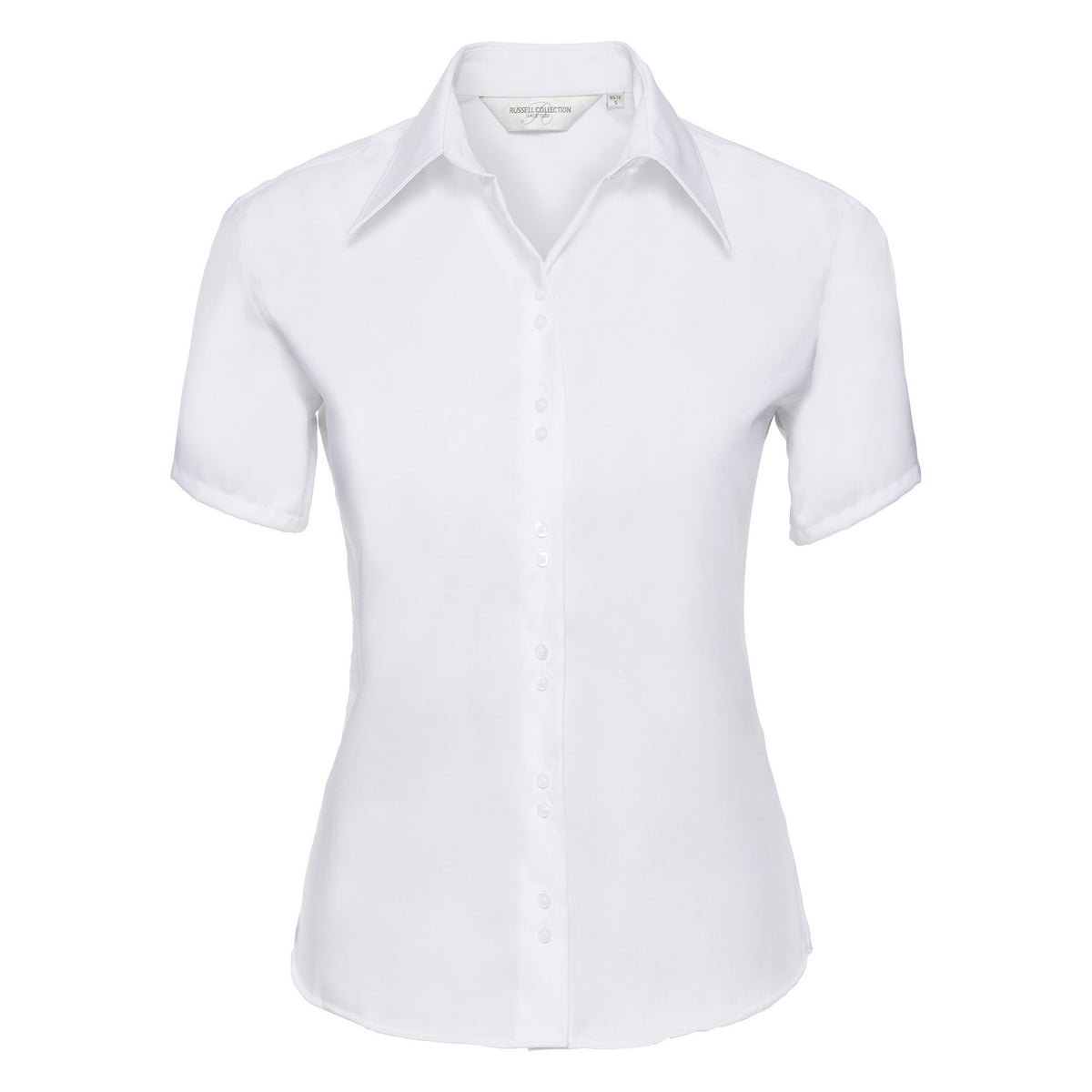 White - Front - Russell Collection Ladies-Womens Short Sleeve Ultimate Non-Iron Shirt
