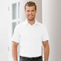 White - Back - Russell Collection Mens Short Sleeve Tailored Ultimate Non-Iron Shirt
