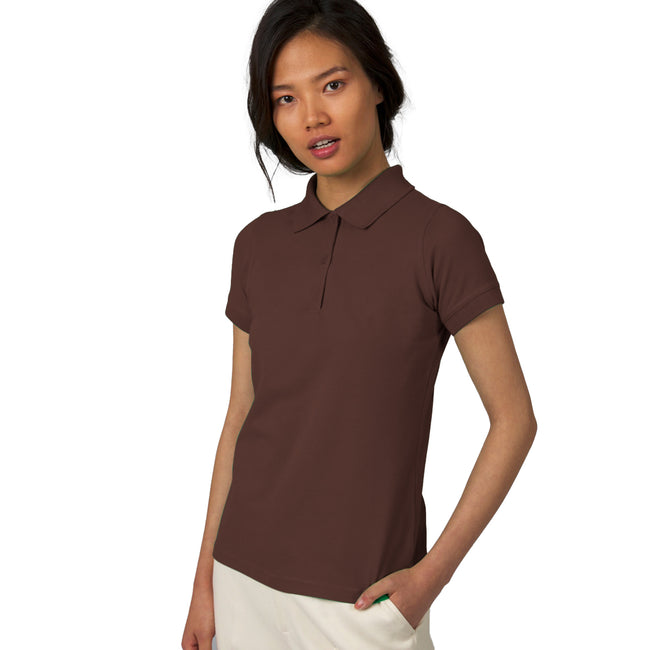 Brown - Back - B&C Safran Pure Ladies Short Sleeve Polo Shirt