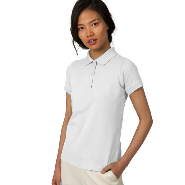 White - Back - B&C Safran Pure Ladies Short Sleeve Polo Shirt