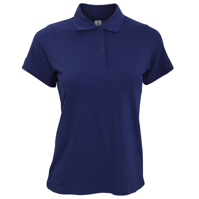 Navy Blue - Front - B&C Safran Pure Ladies Short Sleeve Polo Shirt