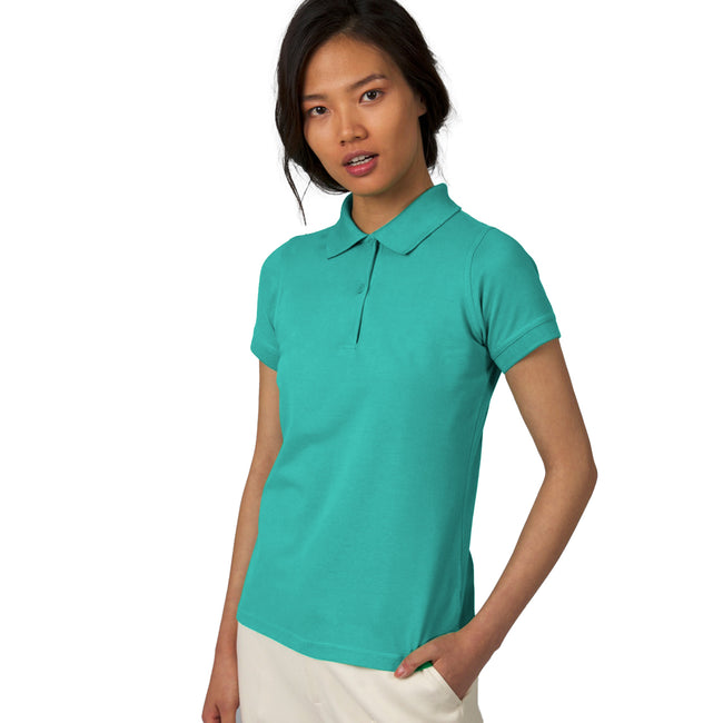 Real Turquoise - Back - B&C Safran Pure Ladies Short Sleeve Polo Shirt