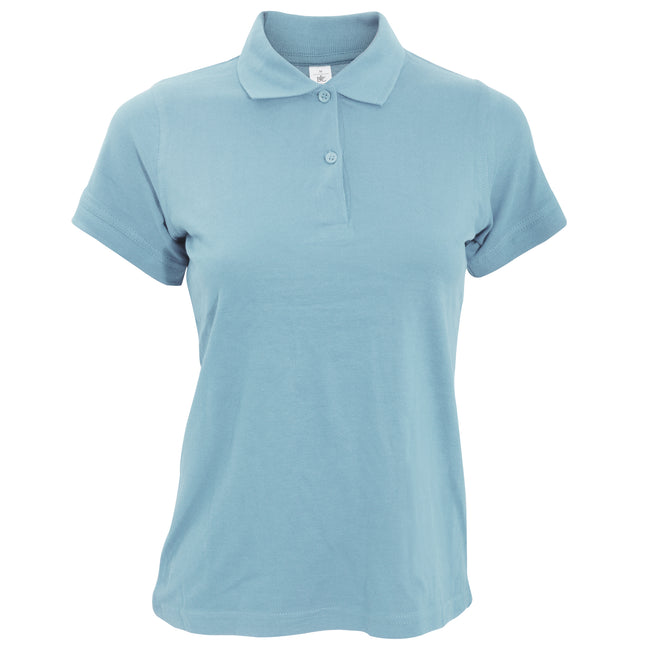 Sky Blue - Front - B&C Safran Pure Ladies Short Sleeve Polo Shirt