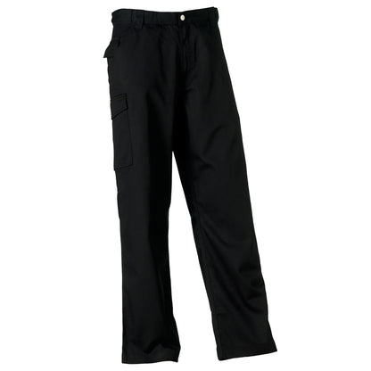 Black - Back - Russell Workwear Mens Polycotton Twill Trouser - Pants (Regular)