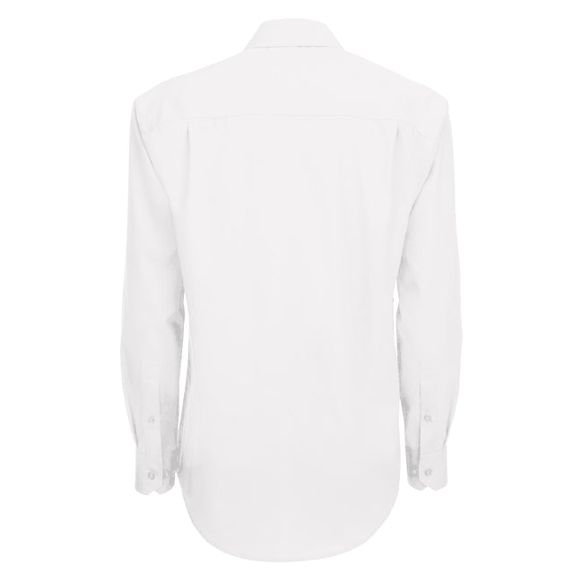 White - Back - B&C Mens Smart Long Sleeve Poplin Shirt - Mens Shirts