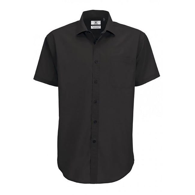 Black - Front - B&C Mens Smart Short Sleeve Shirt - Mens Shirts