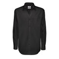 Black - Front - B&C Mens Sharp Twill Cotton Long Sleeve Shirt - Mens Shirts