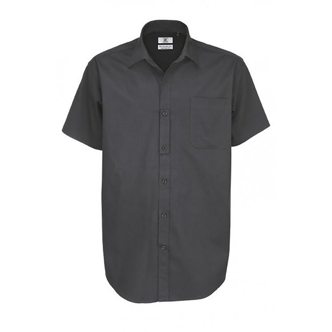 Dark Grey - Front - B&C Mens Sharp Twill Short Sleeve Shirt - Mens Shirts