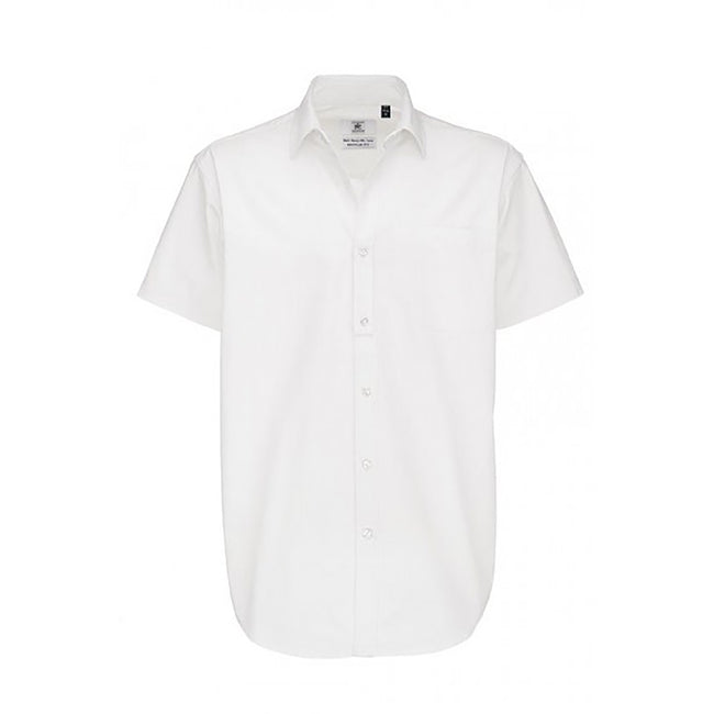 White - Front - B&C Mens Sharp Twill Short Sleeve Shirt - Mens Shirts