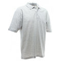 Heather Grey - Back - UCC 50-50 Mens Plain Pique Short Sleeve Polo Shirt