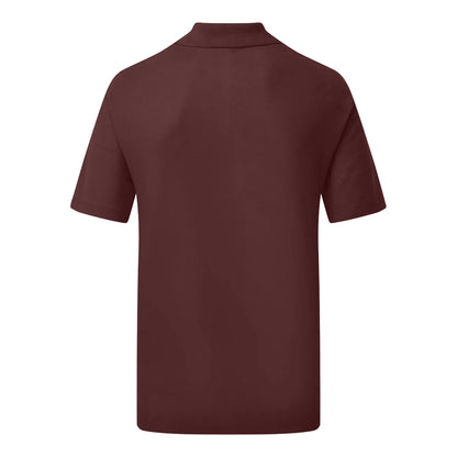 Burgundy - Back - UCC 50-50 Mens Plain Pique Short Sleeve Polo Shirt