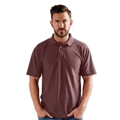 Burgundy - Pack Shot - UCC 50-50 Mens Plain Pique Short Sleeve Polo Shirt