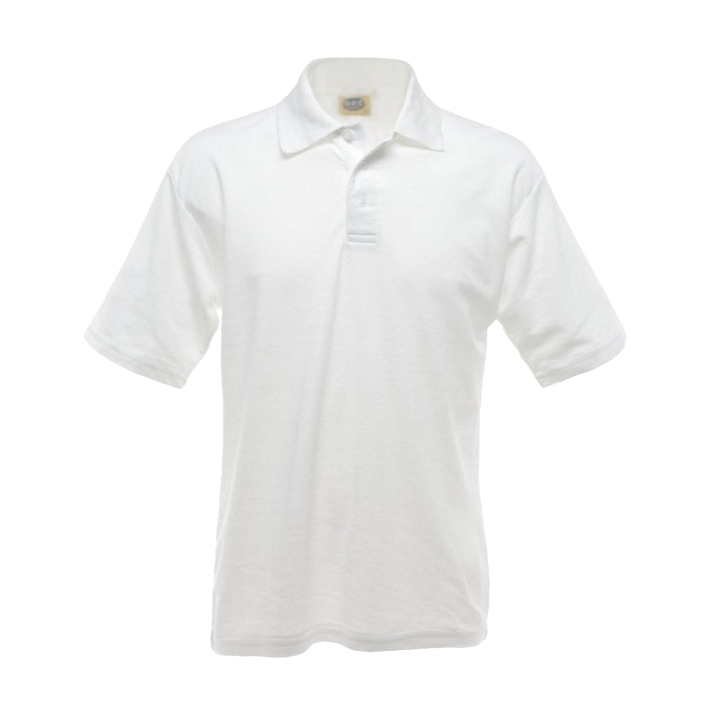 White - Front - UCC 50-50 Mens Plain Pique Short Sleeve Polo Shirt