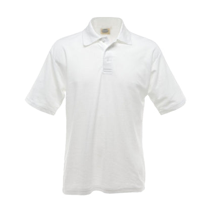 White - Front - UCC 50-50 Mens Plain Pique Short Sleeve Polo Shirt
