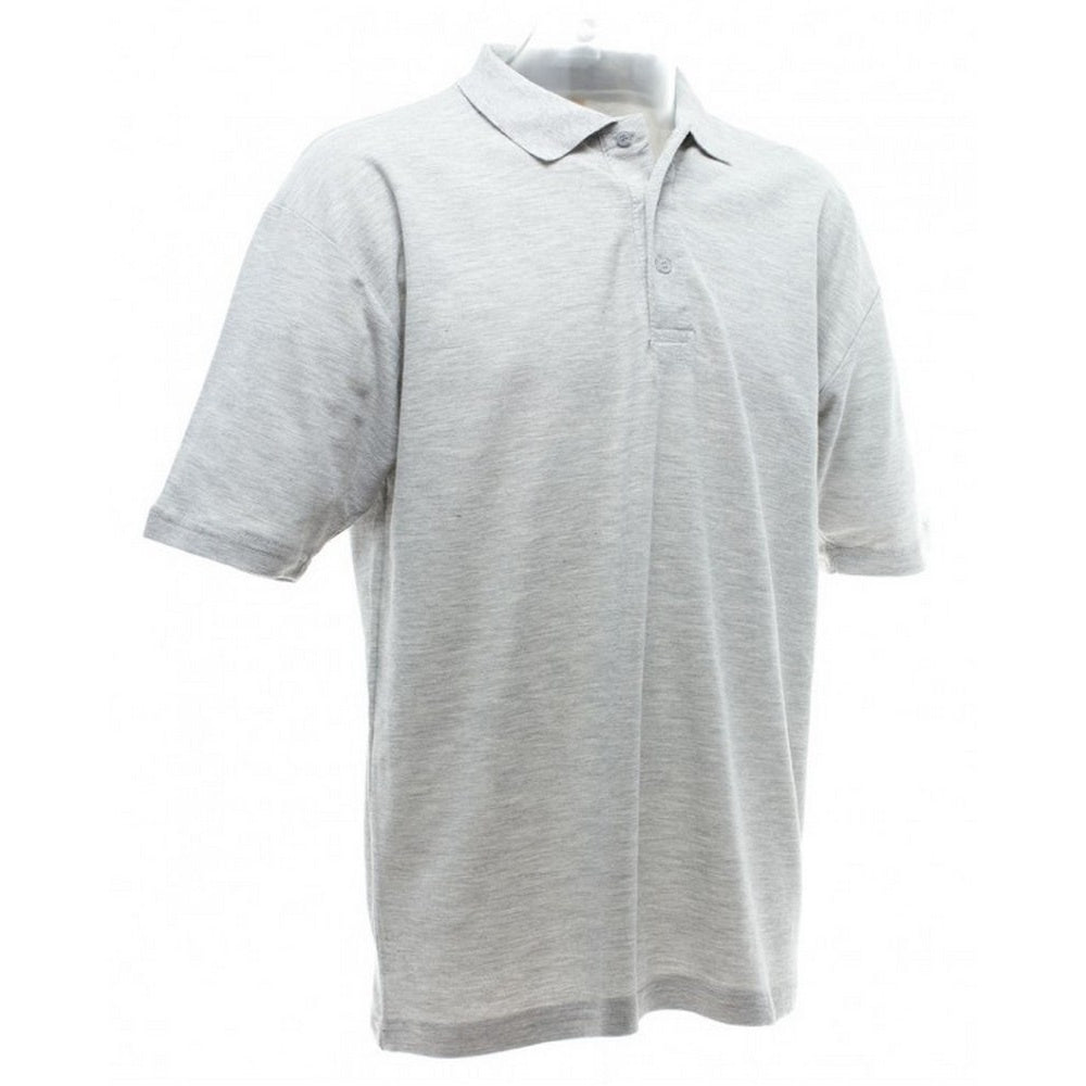 Heather Grey - Side - UCC 50-50 Mens Plain Pique Short Sleeve Polo Shirt