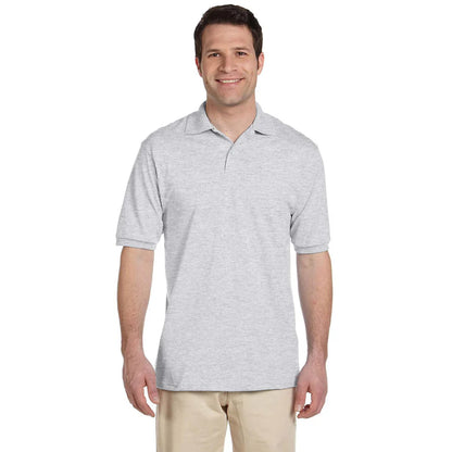 Heather Grey - Pack Shot - UCC 50-50 Mens Plain Pique Short Sleeve Polo Shirt