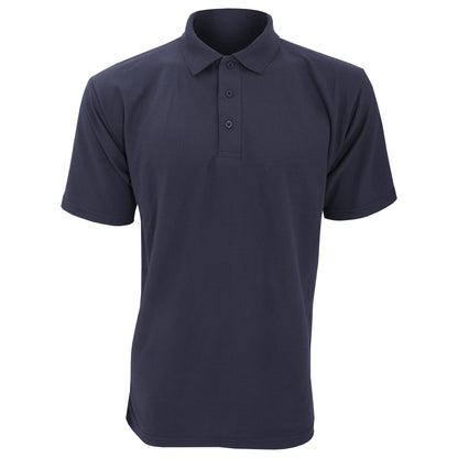 Black - Close up - UCC 50-50 Mens Plain Pique Short Sleeve Polo Shirt