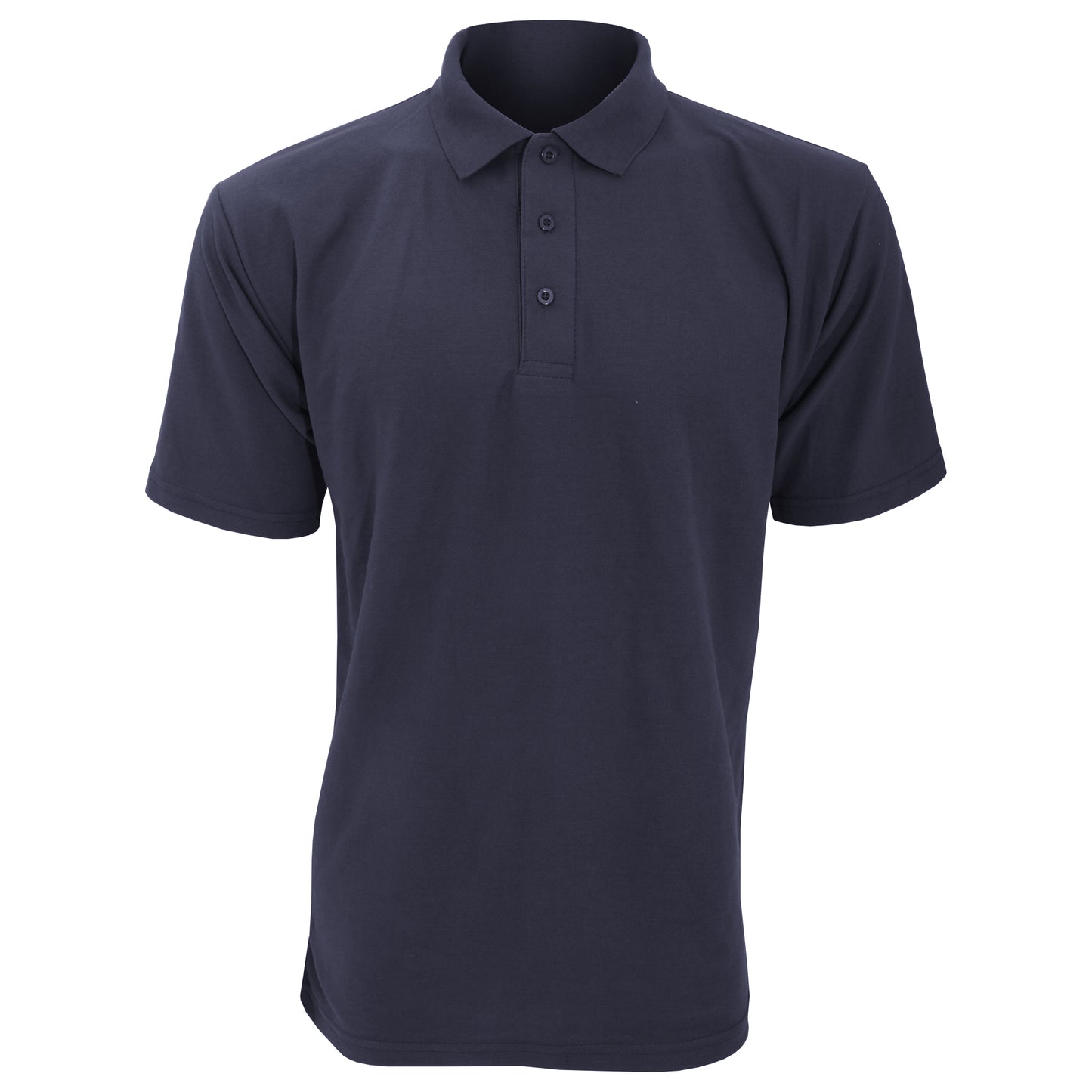 Black - Close up - UCC 50-50 Mens Plain Pique Short Sleeve Polo Shirt