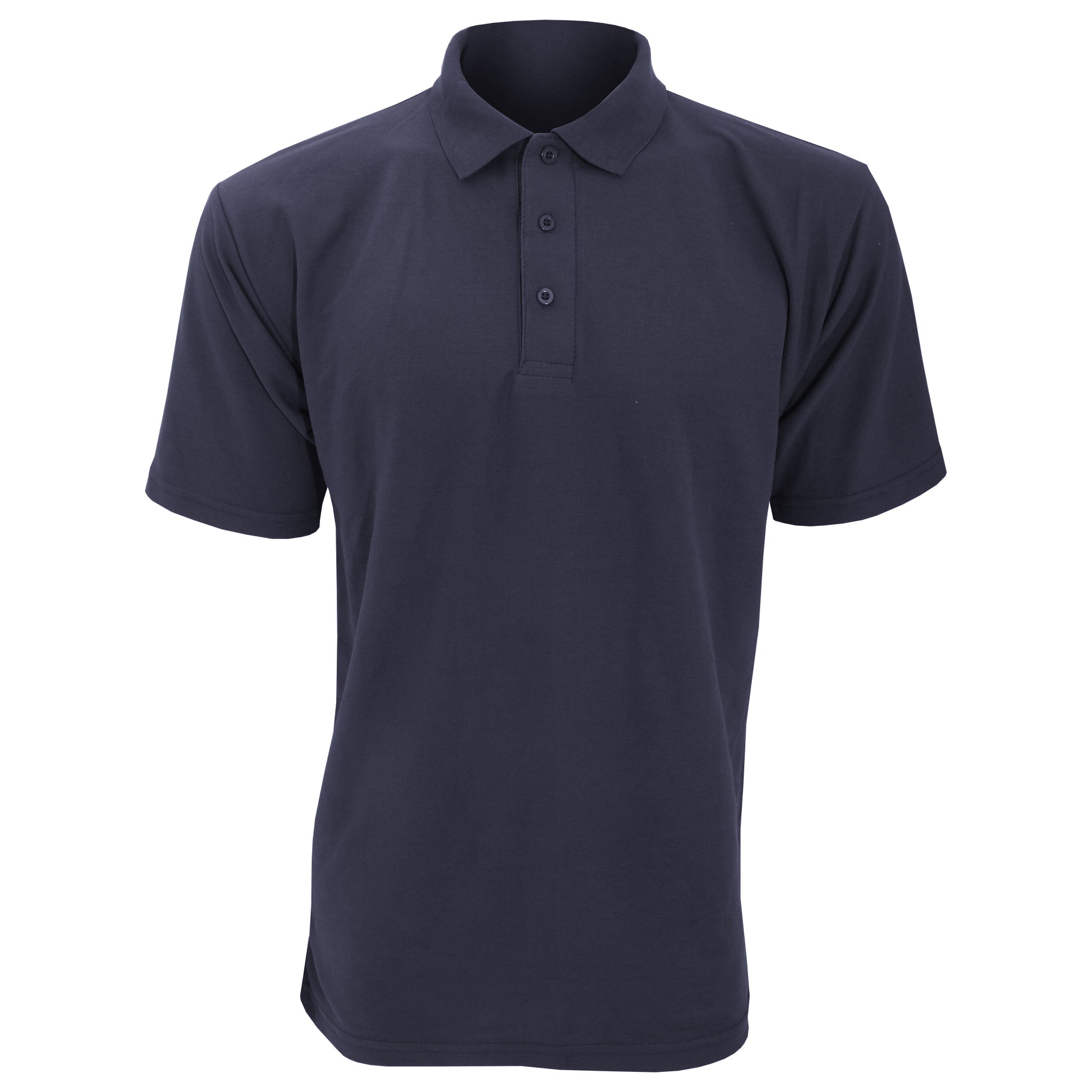 Black - Close up - UCC 50-50 Mens Plain Pique Short Sleeve Polo Shirt