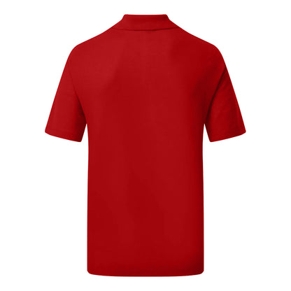 Red - Back - UCC 50-50 Mens Plain Pique Short Sleeve Polo Shirt