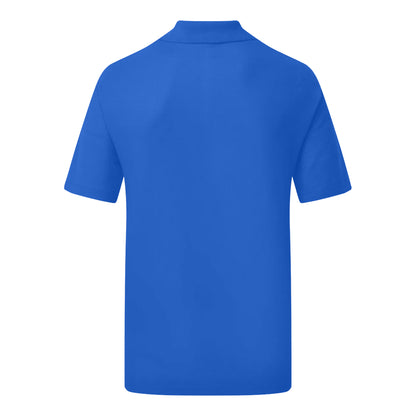 Royal - Back - UCC 50-50 Mens Plain Pique Short Sleeve Polo Shirt