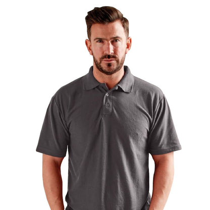 Charcoal - Pack Shot - UCC 50-50 Mens Plain Pique Short Sleeve Polo Shirt