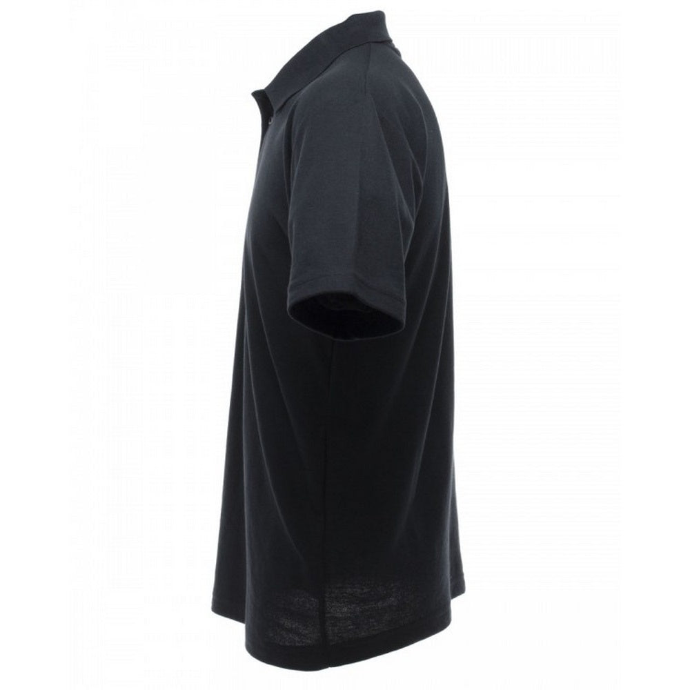 Black - Side - UCC 50-50 Mens Plain Pique Short Sleeve Polo Shirt