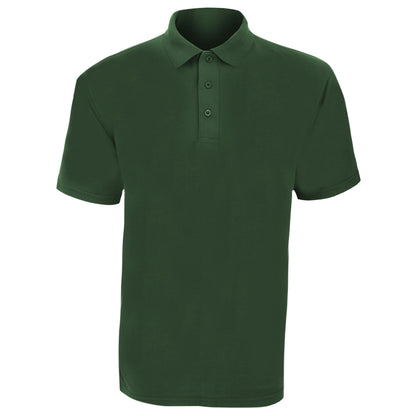 Bottle Green - Front - UCC 50-50 Mens Plain Pique Short Sleeve Polo Shirt