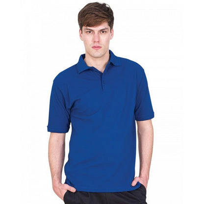 Royal - Back - UCC 50-50 Mens Heavyweight Plain Pique Short Sleeve Polo Shirt