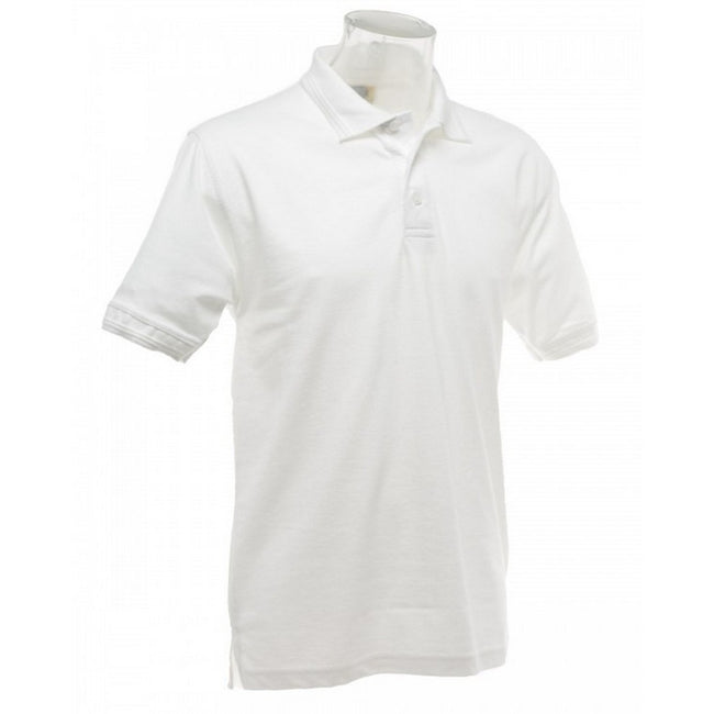 White - Back - UCC 50-50 Mens Heavyweight Plain Pique Short Sleeve Polo Shirt