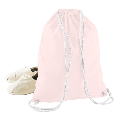 Pastel Pink-White - Back - Westford Mill Cotton Gymsac Bag - 12 Litres