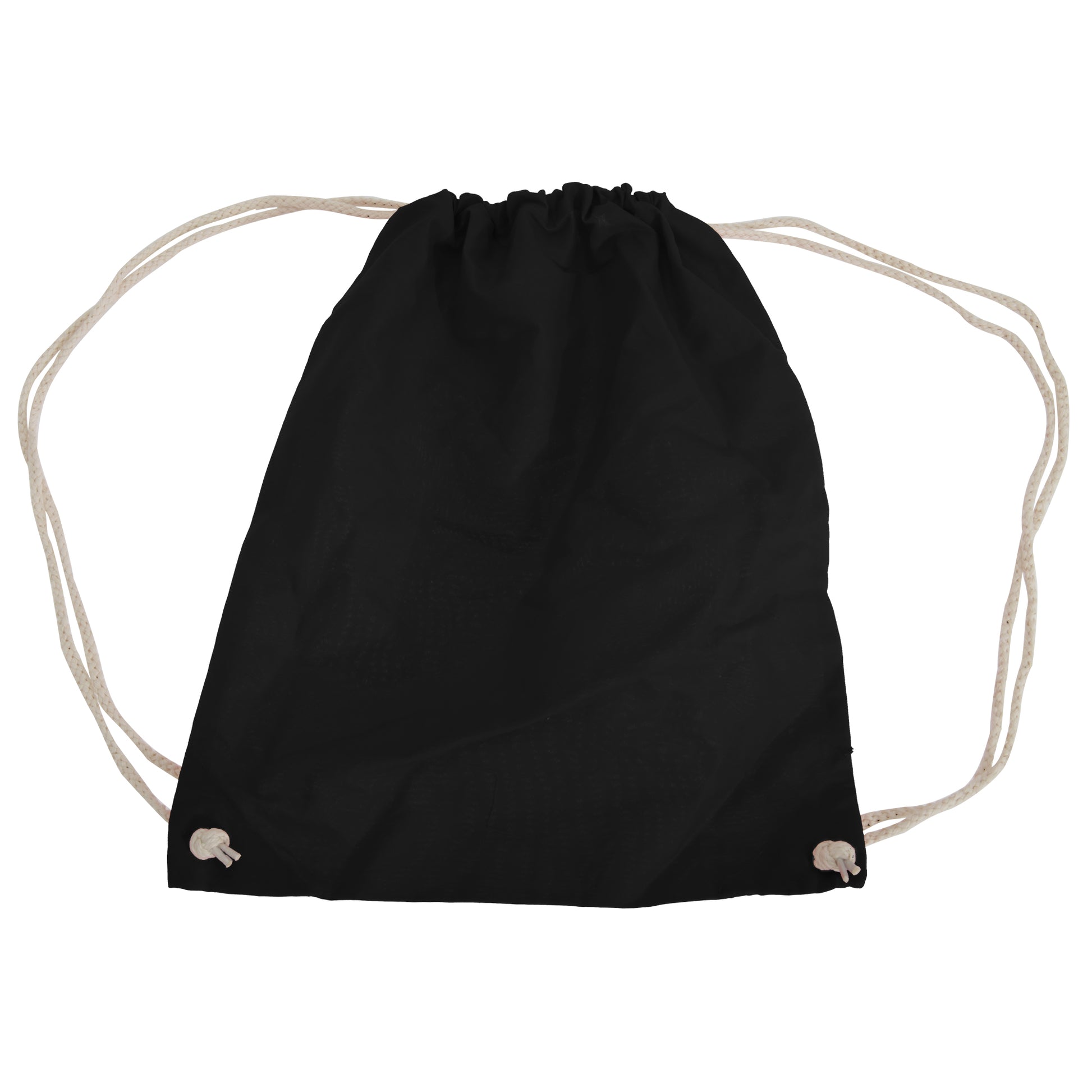Black - Front - Westford Mill Cotton Gymsac Bag - 12 Litres